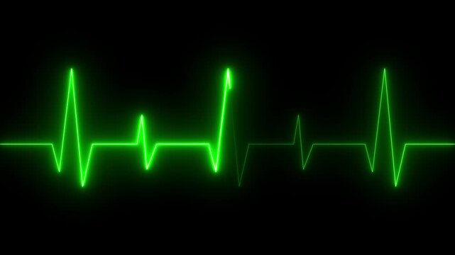 Electrocardiogram heartbeat pulse waveform monitor medical cardiology rhythm glow on dark background pulse peak flatline segment conveying energetic monitoring