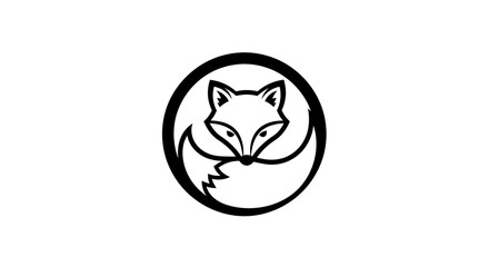 Obraz premium Black and white fox head logo.