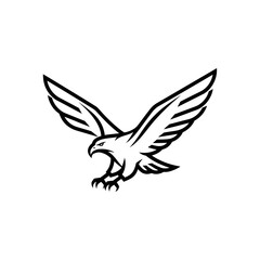 Obraz premium Black and White Eagle Illustration in Flight.