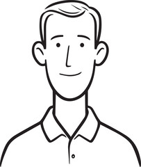Obraz premium Hand Drawn Adult Man Black and White Avatar Illustration in Minimal Line Art Style Design