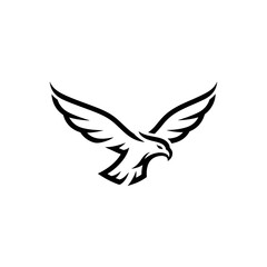 Obraz premium Simple Black and White Eagle Illustration.