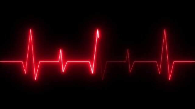 Electrocardiogram heartbeat pulse waveform monitor medical cardiology rhythm glow on dark background pulse peak flatline segment conveying energetic monitoring