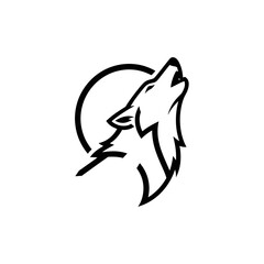 Obraz premium Black and White Wolf Head Illustration.