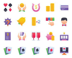 Gradient color icons set for Gambling casino