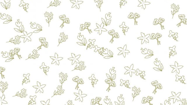 Outlined light green flowers and leaves on white background perfect for spring designs, invitations, stationery, and floralthemed projects.
