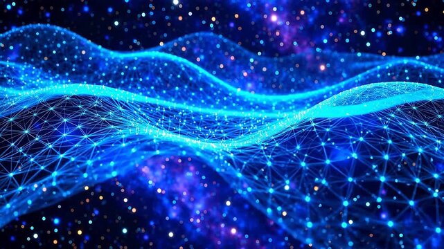 Abstract digital wave with glowing nodes