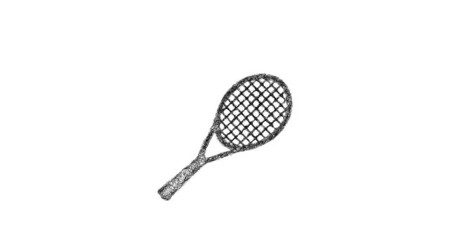 Sketch tennis racket icon animation - smooth progressive reveal