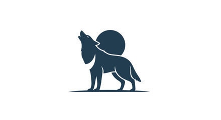 Obraz premium Wolf Silhouette Howling at the Moon.