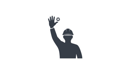Obraz premium Worker in Hard Hat Throwing Object Upwards.