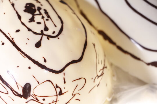 arge chocolate Easter egg close-up, traditional holiday dessert concept