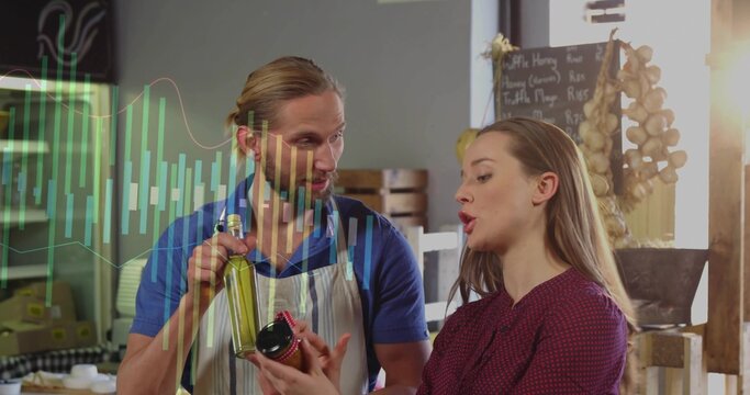 Showing 5x5 2D grid with axes, gridlines, arrowhead on y-axis, path with four filled circular nodes