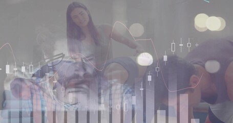 Layering composite adults in workout wear exercising and resting at studio, with candlesticks