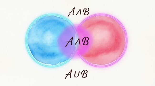 Venn Diagram with Blue and Pink Circles on White Background