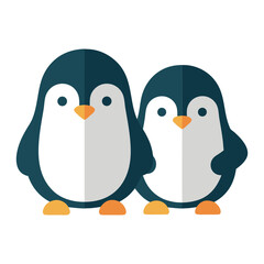 Fototapeta premium Cute penguin couple cartoon illustration