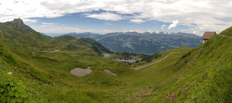 View towards the Churfirsten from the Maschgenkamm, Swiss Alps
