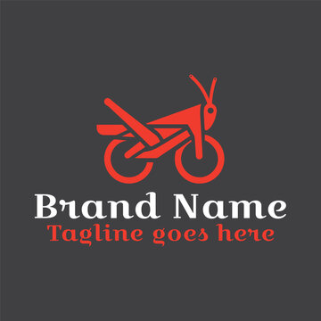 Bike Rider Grasshopper Logo. Vector EPS file. CMYK color mode. Editable color. Easy to download.