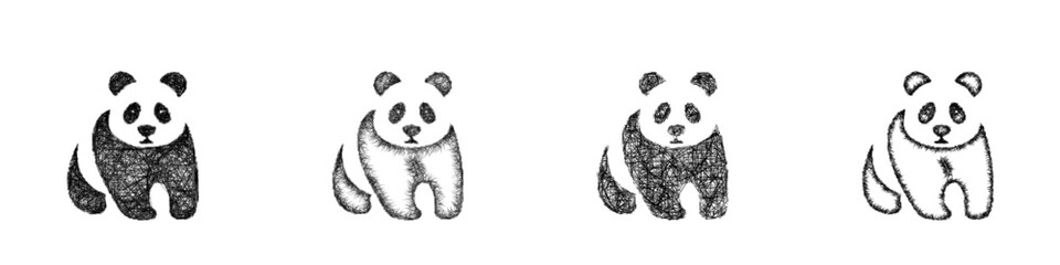 Sketch panda icon design set © David Zydd