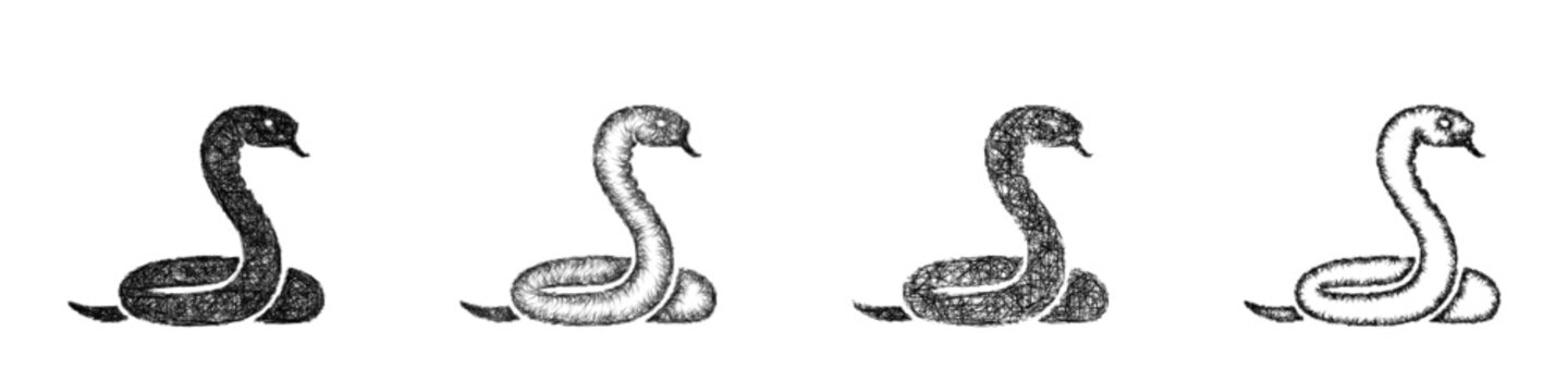Sketch snake icon design set