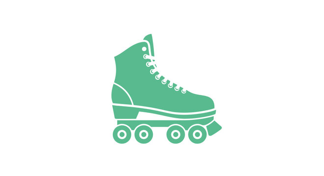 Green roller skate with wheels.