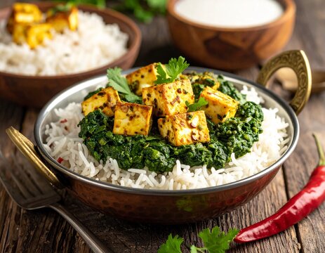 Indien &ndash; Palak Paneer mit Basmatireis