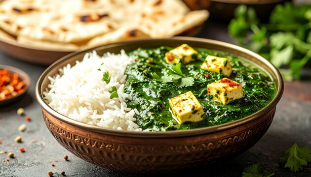 Indien &ndash; Palak Paneer mit Basmatireis