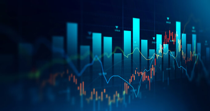 Business analytics  line graphs and financial chart investment.Stock growth graph chart and analysis of financial exchange stock market and economic data business investment.