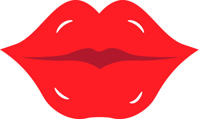 Stylized Red Lips Icon for Beauty and Love