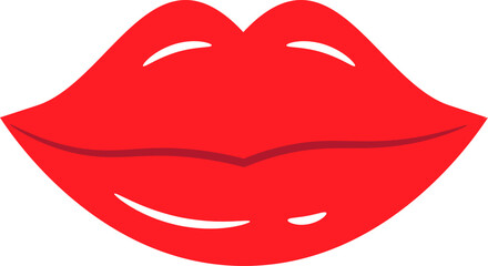 Stylized Vibrant Red Kissable Lips Cartoon Illustration