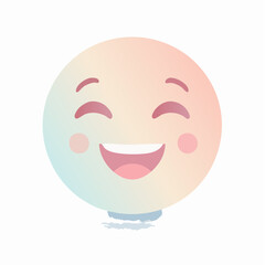 A colorful smiling emoji face with closed eyes on a balloon.