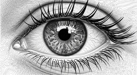 Obraz premium Intricate Human Eye Close Up Line Art Illustration