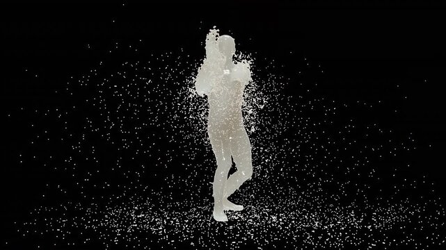 Character Milk splash in slow motion. 3D animation of white and brown liquid cream drops splash isolated on brown. Alpha matte included for compositing. 4K bright white and dark design element