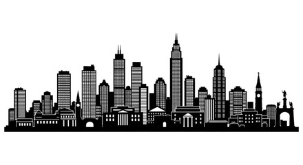 Obraz premium Modern city skyline with iconic skyscrapers and buildings