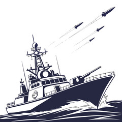 Navy warship launching missiles military boat ©  AMINA 1122