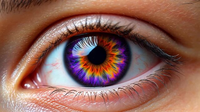 Closeup of a human eye with colorful iris