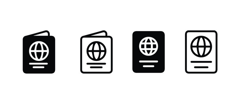 Passport icons set vector visa icon