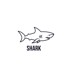 Obraz premium Minimalist black outline illustration of a shark with the word SHARK