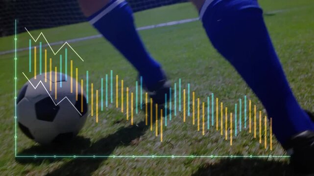 Male player placing foot by ball feint and nudging to goal preparing shot sports equalizer reacting