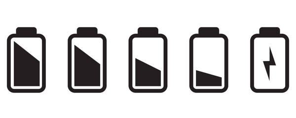Battery level indicators. Colorful battery charge level icons. Battery power level pictograms in outline style. Battery level indicators. vector illustration eps file.
