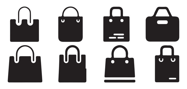 Shopping Basket and Bag Icon Set. Retail, E-commerce, Online Store Vector Collection. Vector illustration eps 10