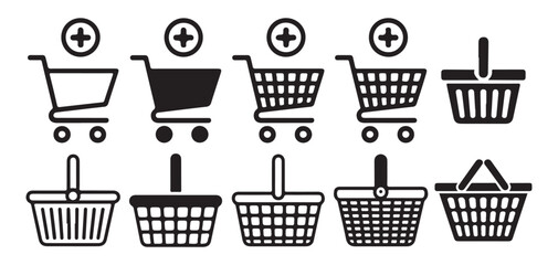 Shopping Cart and Basket Icon Set. E-commerce, Retail Store, Add to Cart Vector Collection. Vector illustration eps 10 © MSTRABEYA