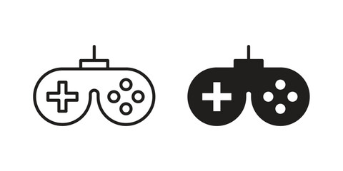 Game controller icons In Trendy Design Vector Eps 10, Editable Stroke and solid flat. © Pop