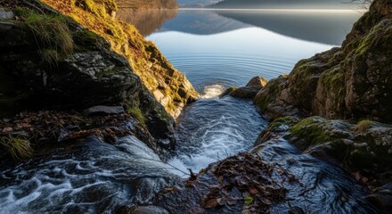 Rocky Gorge and Serene Lake - A Scenic Landscape.