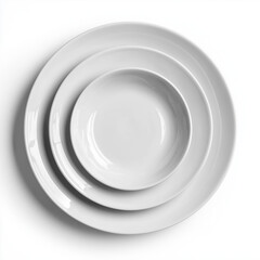 Obraz premium Three stacked white ceramic plates in minimalist style 