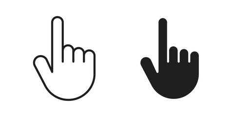 Fototapeta premium Hand click icons In Trendy Design Vector Eps 10, Editable Stroke and solid flat.
