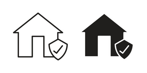 Obraz premium Home insurance icons In Trendy Design Vector Eps 10, Editable Stroke and solid flat.