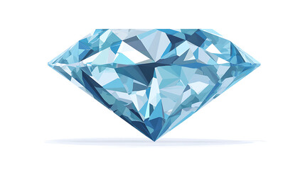Blue diamond with sharp facets on a white background