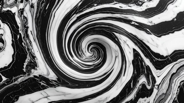 Abstract black and white marble swirl pattern, creating a mesmerizing visual texture for backgrounds.