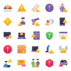 Gradient color icons set for Caution warning