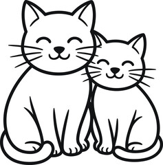 Obraz premium Two cats sitting together with smiling faces