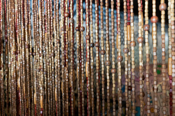 Wooden curtain in the room